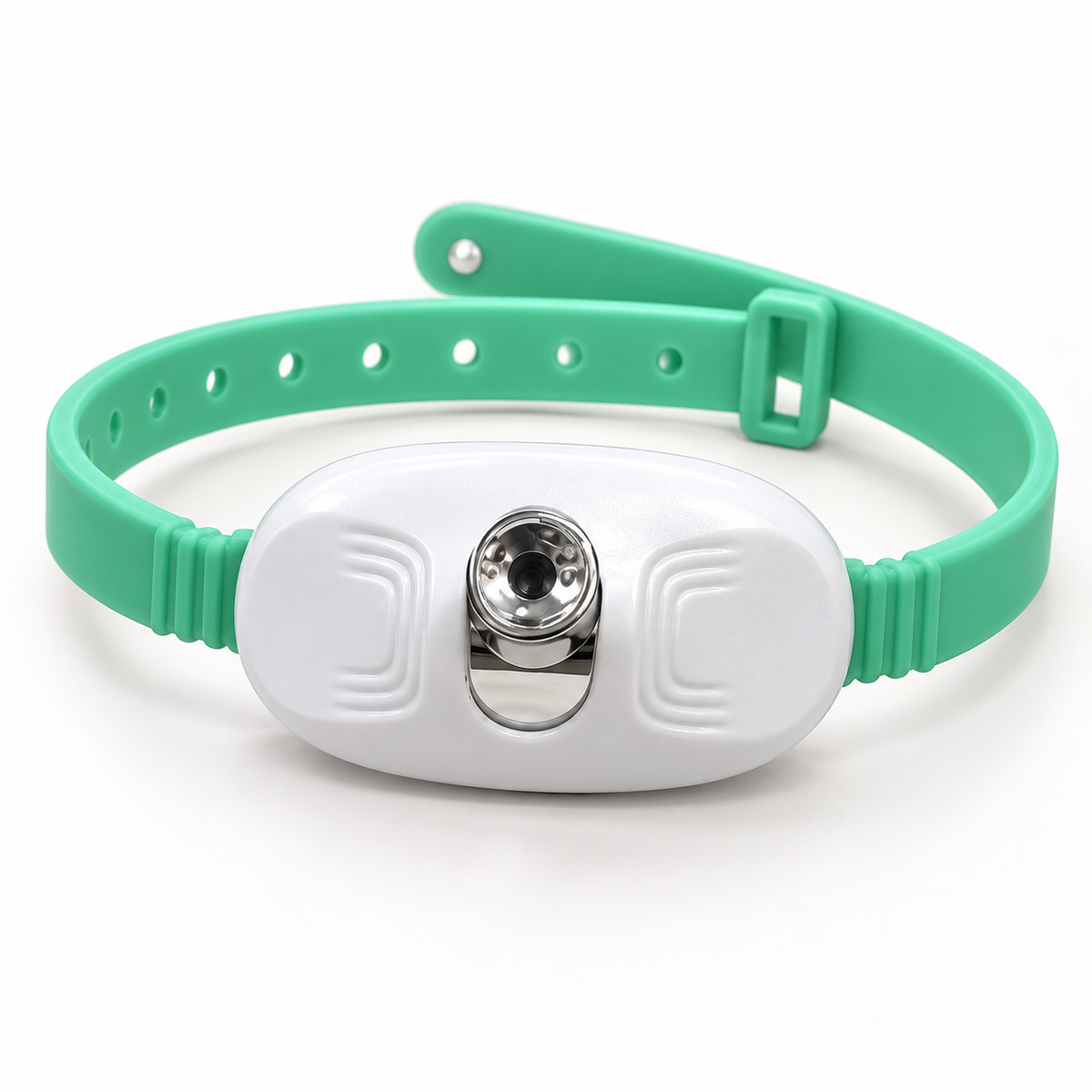 Mint adjustable pet collar with white module